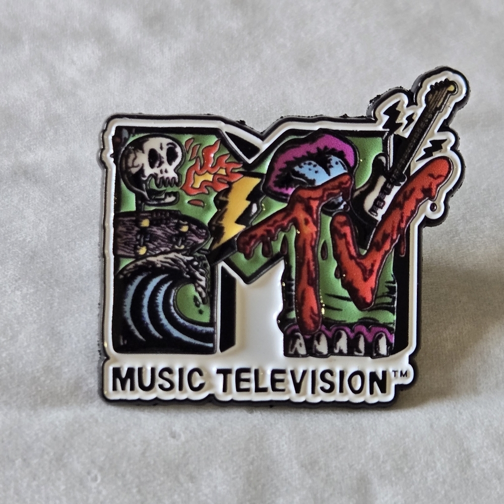 MTV Music Television Enamel Pin - Black, Red, Green